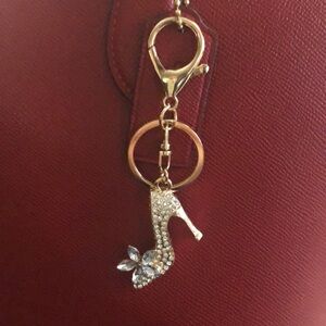Rhinestone heel Purse charm key ring